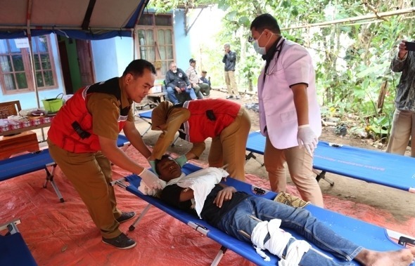 BPBD Kabupaten Simulasikan Gladi Lapang Penanggulangan Bencana di Desa Jugo