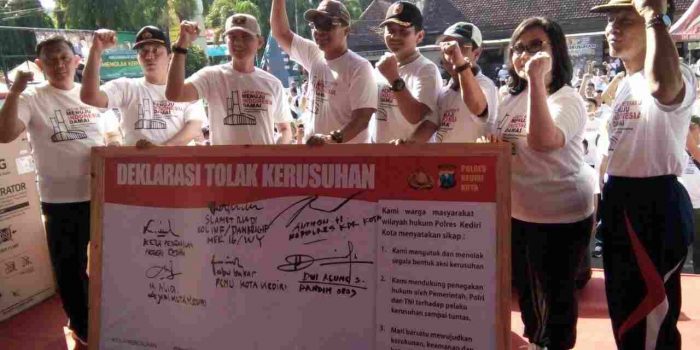 Polres Kediri Kota bersama Forkopimda Plus Deklarasikan Tolak Kerusuhan