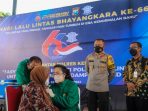 HUT Lantas Ke 66, Polres Kediri Gelar Vaksinasi Bagi Tunawisma