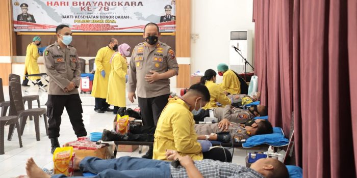 Sambut Hari Bhayangkara ke-76, Polres Kediri Kota Gelar Bakti Sosial Donor Darah