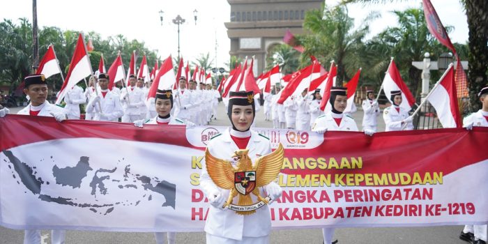 Rawat Kebhinekaan, Ribuan Pemuda Kabupaten Kediri Ikuti Kirab Kebangsaan