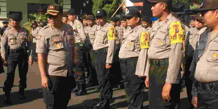 Persiapan Pengaman TPS Pemilu 2019 Polresta Kediri Gelar Apel Pasukan