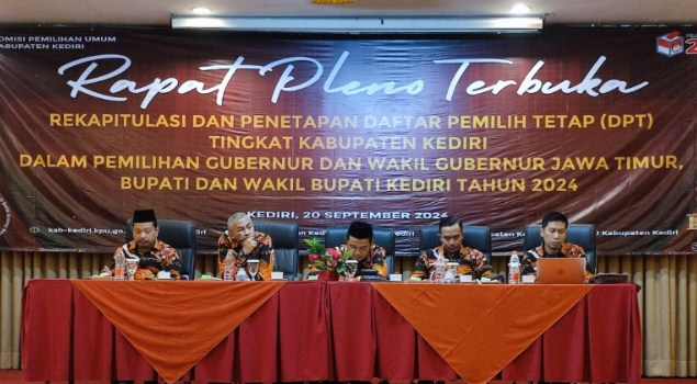 Pleno Terbuka KPU Kabupaten Kediri Tetapkan Jumlah DPT, Sebanyak 1.254.964 Pemilih